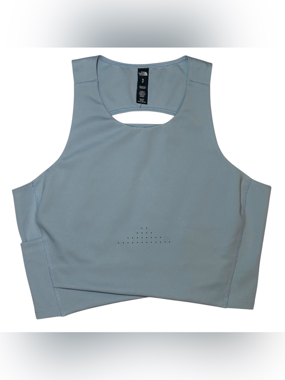 The North Face Women's Refina Longline Bra Light Blue Size Medium Pocket Comfort